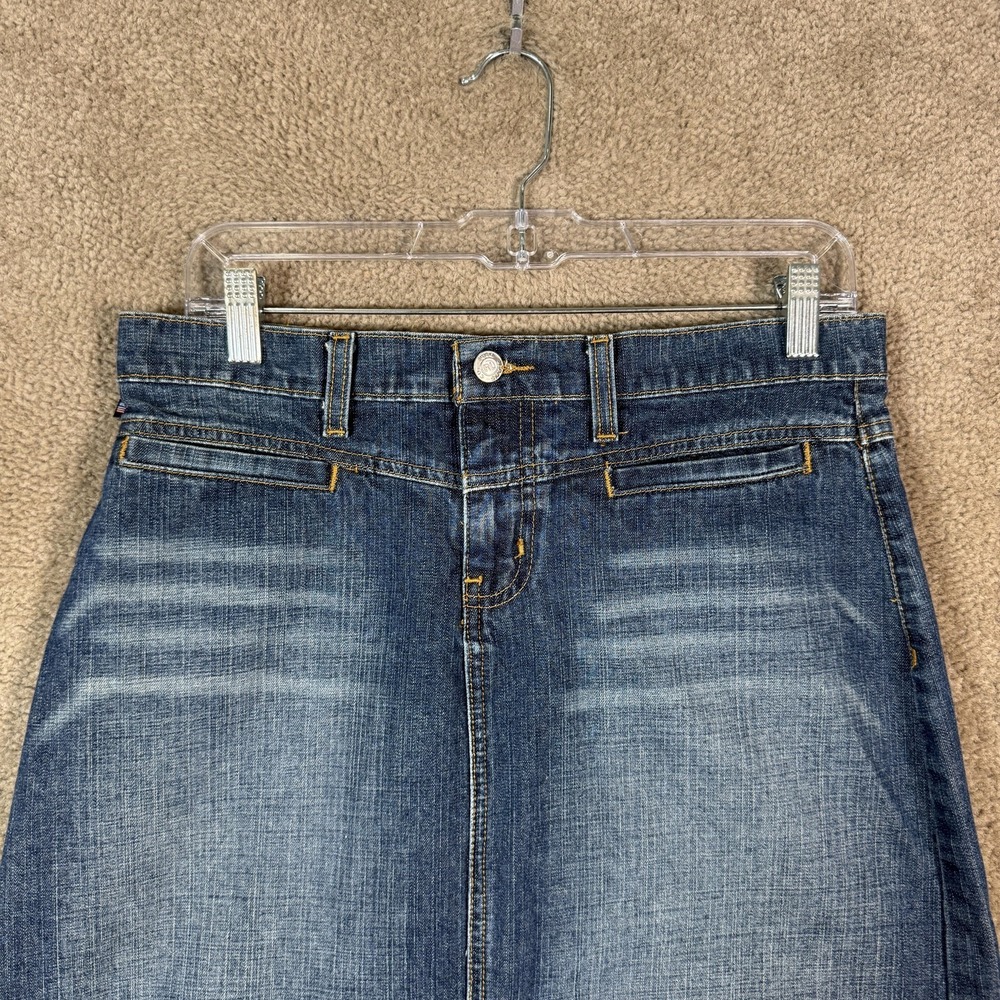 Ralph Lauren Polo Jeans Skirt Womens 4 Blue Denim Racer Knee Western Cowgirl‎ - Picture 2 of 9
